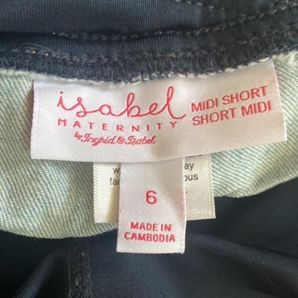Isabel Maternity Over the Belly Jean Midi Denim Shorts w/Pockets - Size 6 EUC - Picture 8 of 11